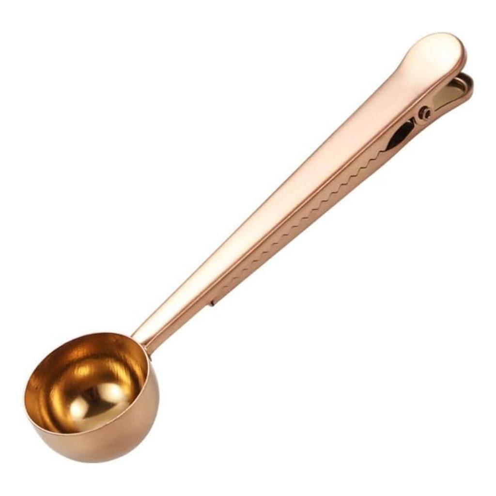 1ks Nerezová multifunkční odměrka na kávu s klipem, Dva v jednom těsnění potravin, Lžíce na sušené mléko, Kuchyňské pomůcky