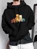 Unisex Hoodie, Outdoor Adventure, Retro Mountain Landscape Graphic, Pullover Sweatshirt, Casual Streetwear Style, Fall Winter Season, Front Pocket And