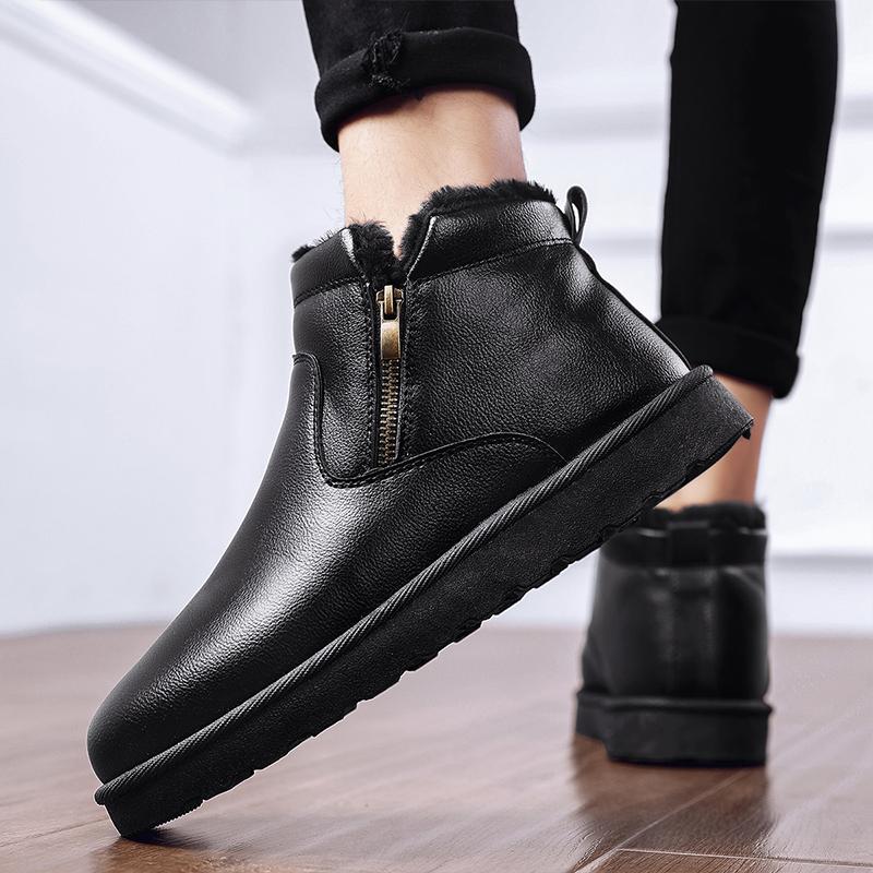 2024 Winter New Men's Fashion Warm Fury Inner High Top Cotton Shoes Snow Boots Comfortable Casual Platform Boots