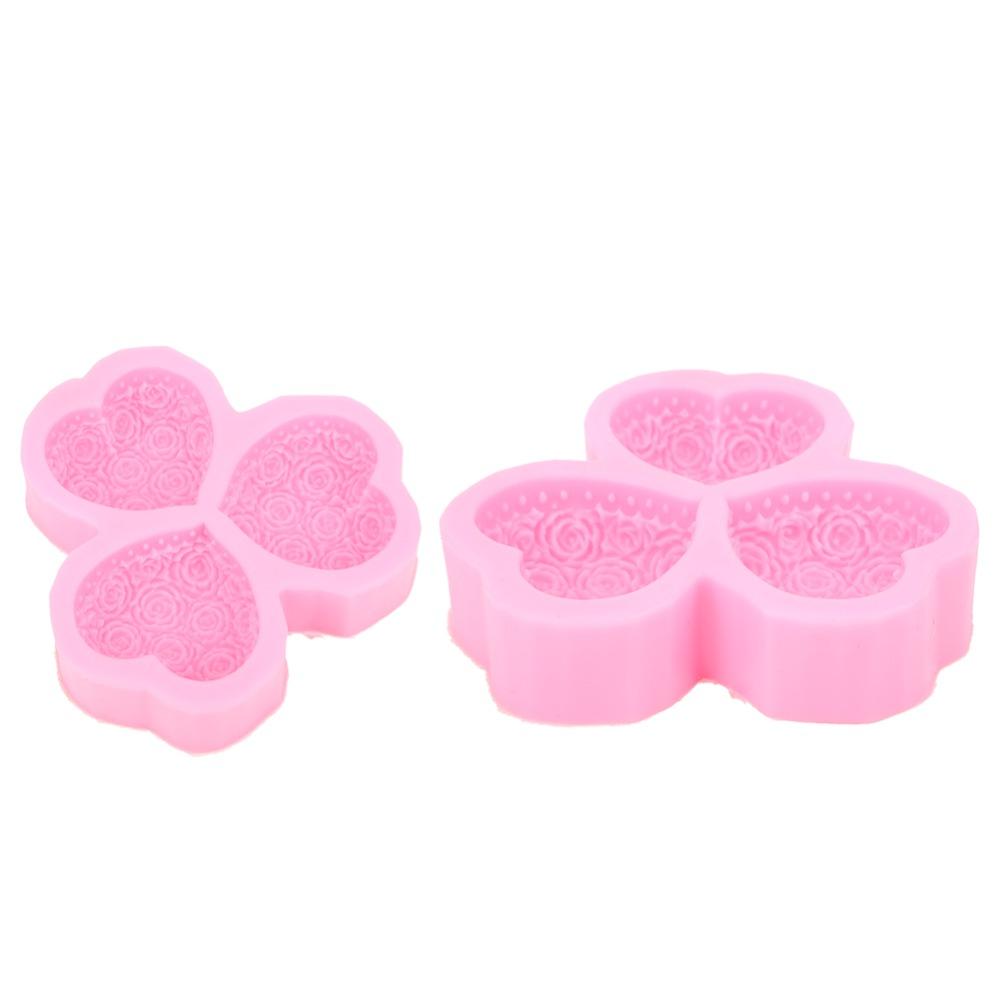 Silikonmaterial Herzförmige Form 3-Kammer Schokoladenform Kuchenform Kuchen Dekoration