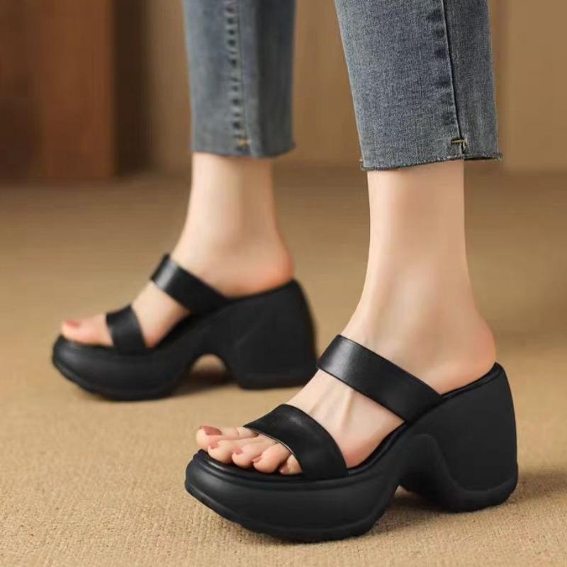 Fashion Women Chunky Platform Slippers High Heels Sandals New Trend Fad Heeled Shoes Pumps 2025 Summer Woman Casual Slides Flip-flops