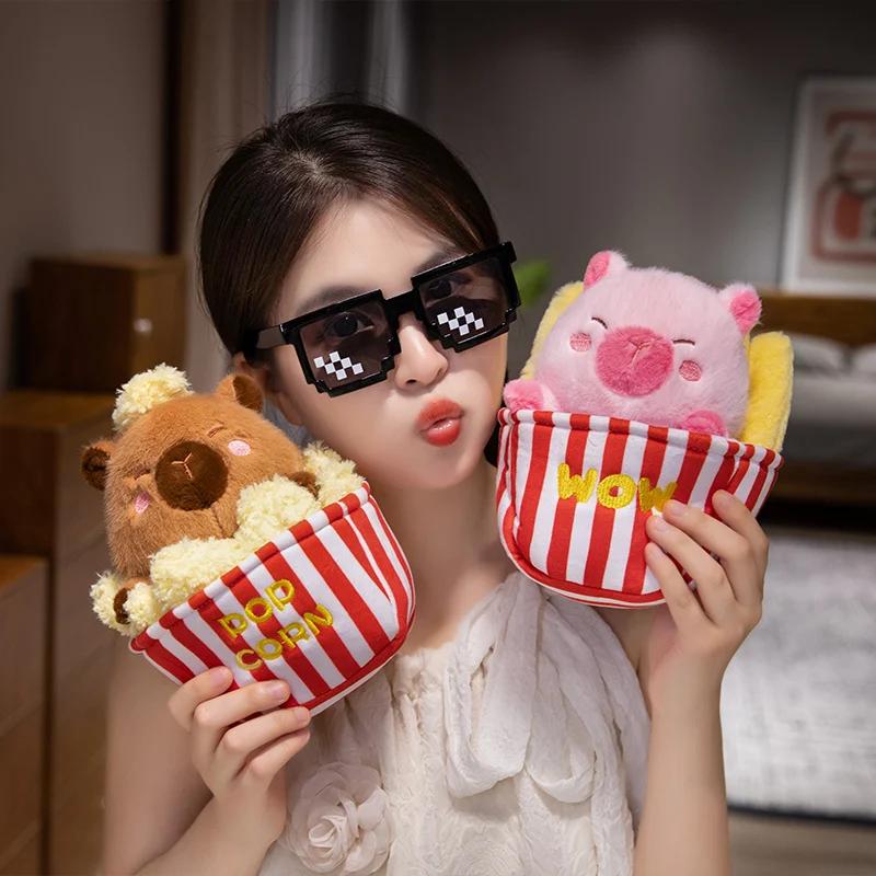 Kapibala with Lotus French Fries, Pig Dolls Plush Toys Birthday Gifts Children's Day Gifts Sofa Cushions Bedroom Decor
