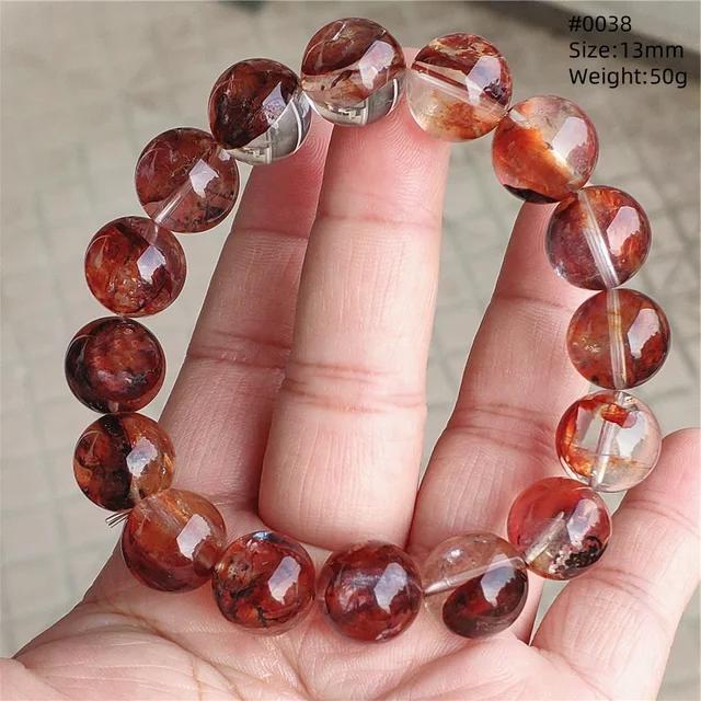 Natural Red Limonite Quartz Trendy Strand Bracelet Rare Stretch Yellow Phantom Round Beads Women Men Jewelry AAAAA