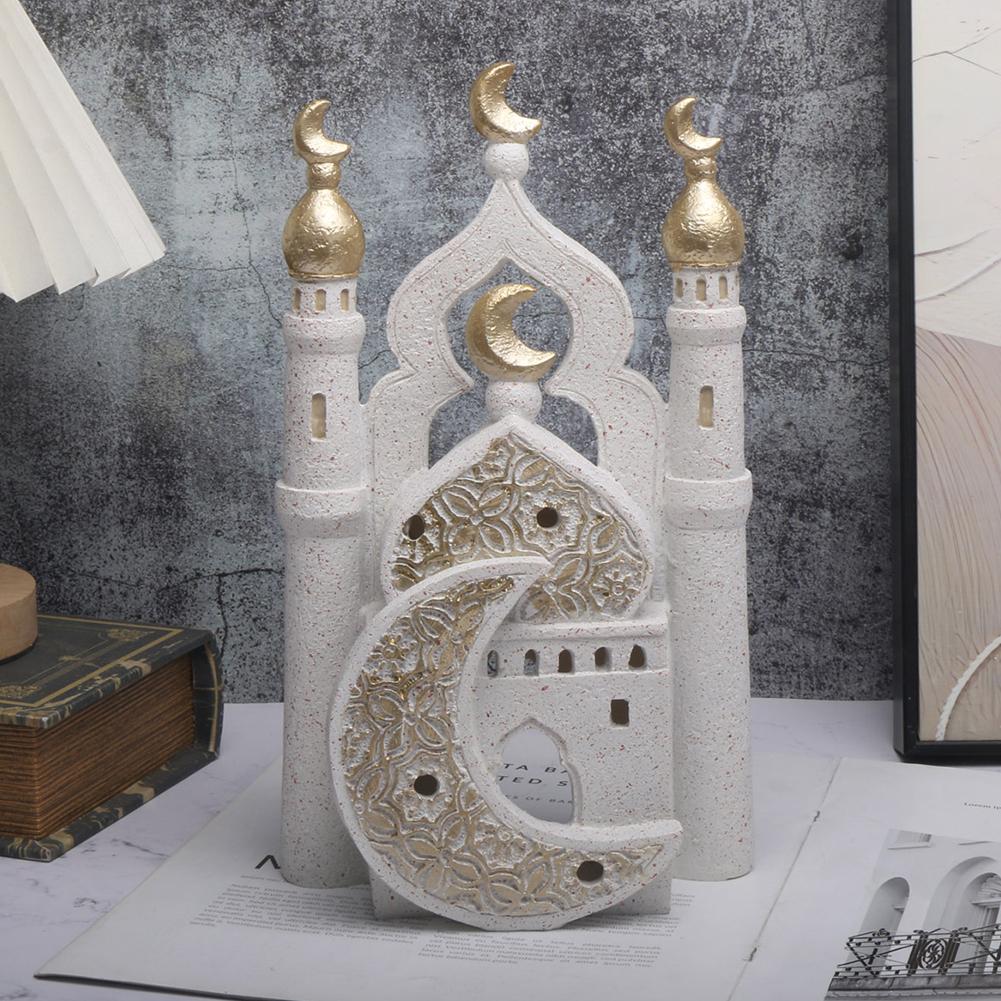 Resin Mosque Statue Tower Ornaments Tower Sculpture Decorative Ramadan home decor for Living Room Bedroom castle ornament