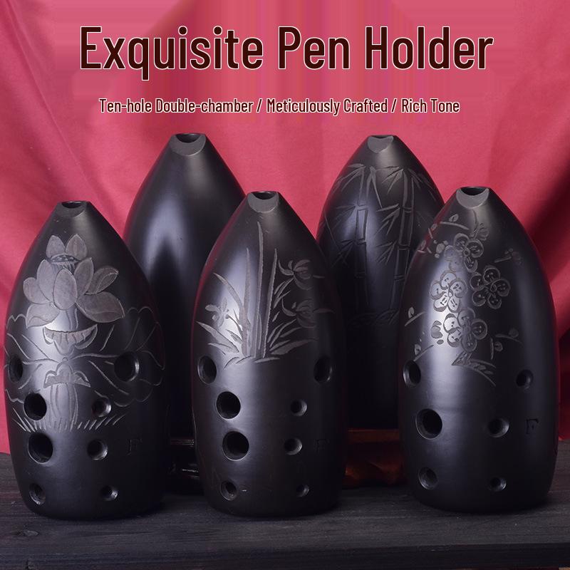 Ocarina with Pen Holder: Available in double-cavity ten-hole and eight-hole, perfect for beginners, students, children, adults, and professional use.