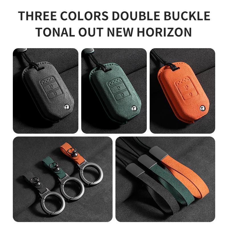 Suede Car Key Case Cover Shell For Honda Fit Xrv Vezel City Jazz Civic Hrv Car Remote Protector Shell Decorative Car Accessories