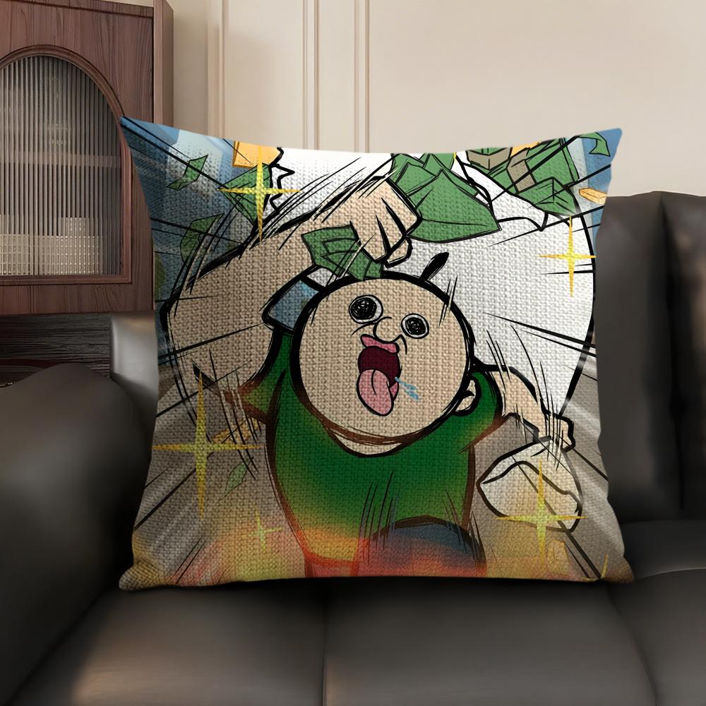Funny Bbangbbangs Diary Cushion Cover Natural Linen Organic Fabric Double-Sided Printing Sofa Home Decor Gift Pillow Case