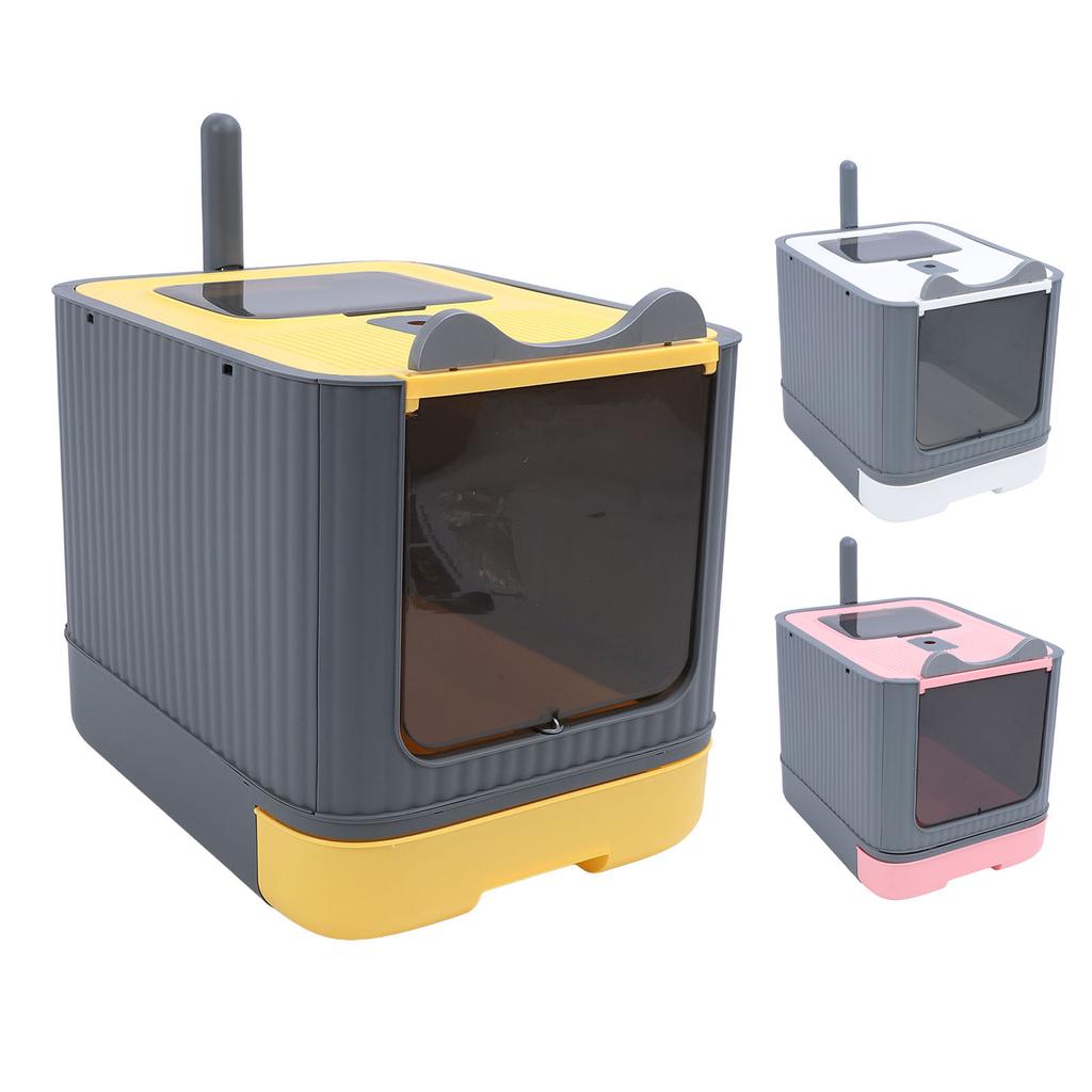 Enclosed Cat Litter Box Large Capacity Top Entry Odor Control Plastic Covered Kitty Litter Box for H