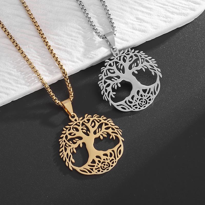 High Quality Stainless Steel Tree of Life Pendant World Tree Necklace Men Women Fashion Lucky Amulet Jewelry