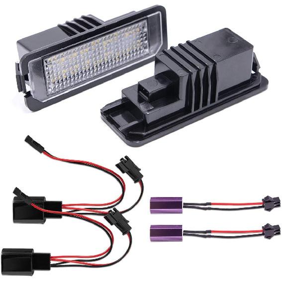 

NJSBYL Xenon White LED License Plate Lights for MK5 GTI MK6 MK7 Golf 5 Glof 6 Golf 7 New Beetle Passat CC Rabbit Eos Phaeton Polo Lupo Rear License