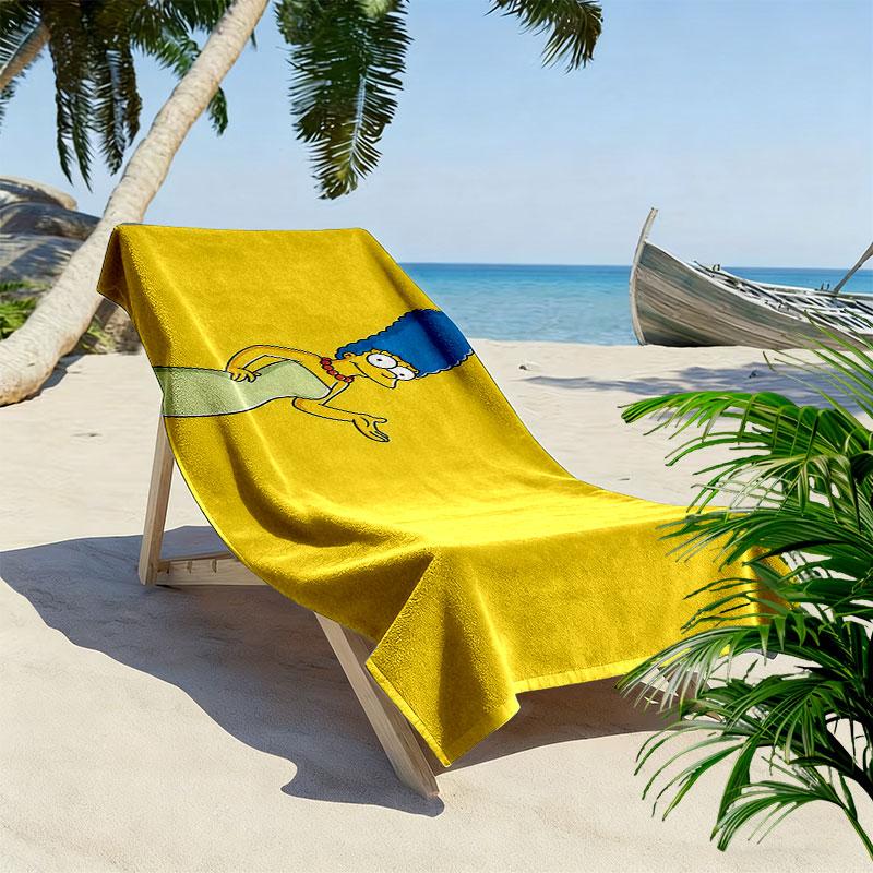 Marge Simpson Print Beach Towel, Large Soft Quick Dry Towel for Beach Camping Swimming