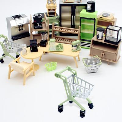 1/6 1/12 Dollhouse Accessory Ornaments Miniatures Supermarket Trolley Shopping Cart Realistic Shape Toys Figures for Home Decor Photo Props