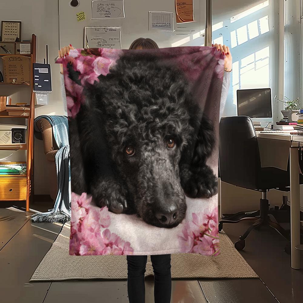 Pink Poodle,pattern Flannel Blanket, High quality Comfortable for All Seasons, Home Decor, Warmth and Comfort, Perfect for Gifts.