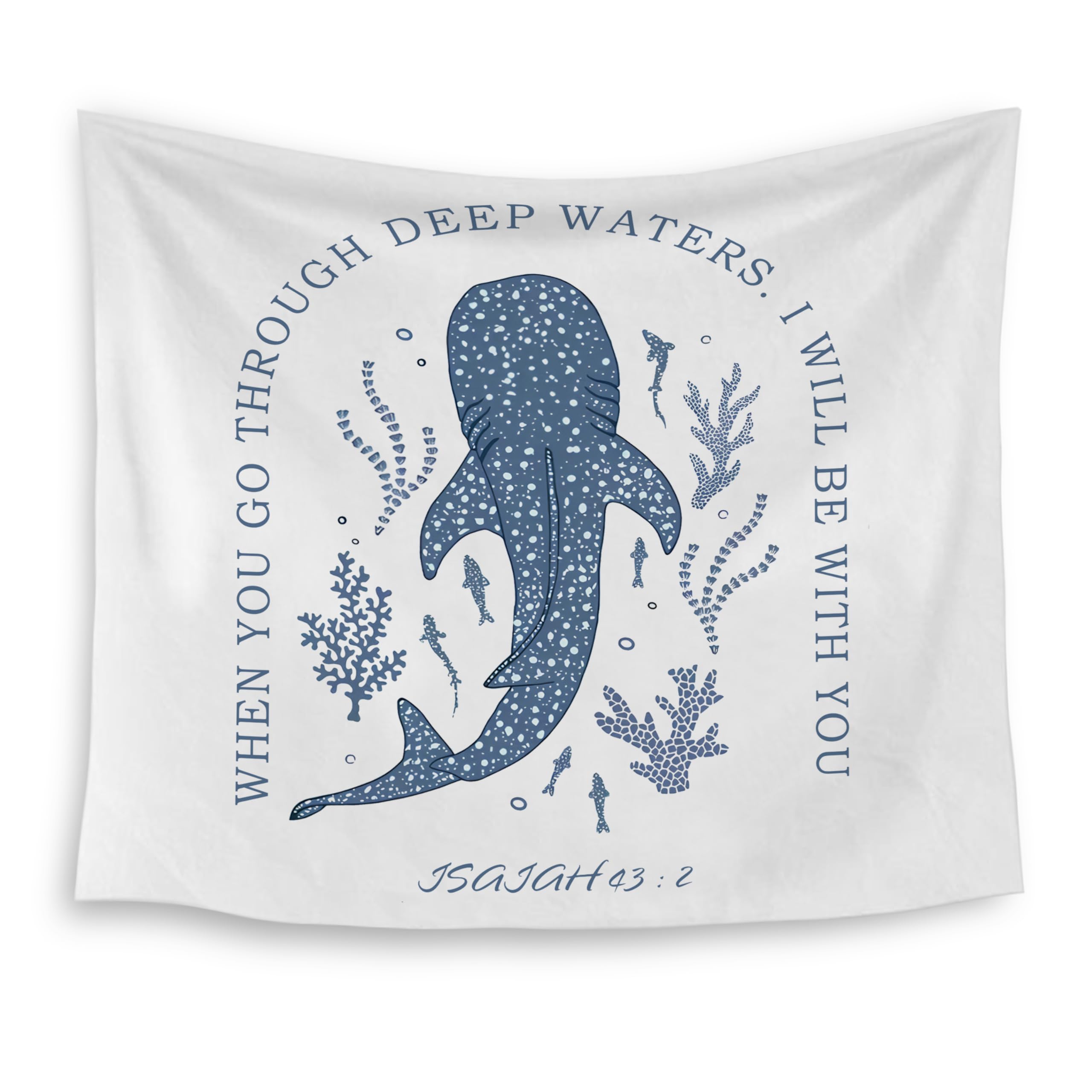 

Whale Shark Christian Tapestry Bible Verse Wall Hanging Religious Wall Blanket Home Decor for BedroomLiving Room Flat Pr 74x94cm(29x37in)