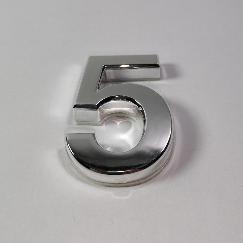 New 3D Digits 0-9 Number Silver Sticker 5cm Plate Sign Hotel Silvery Door Number Plaque Modern Plated for Home Decoration