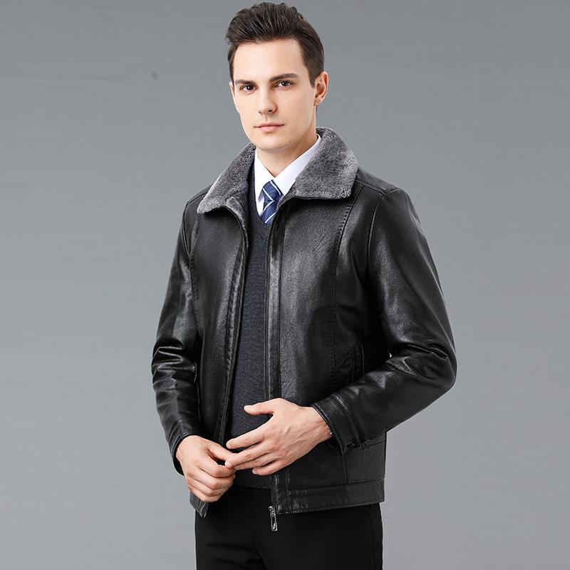 Куртка из натуральной кожи мужская с меховой отделкой — фото 3