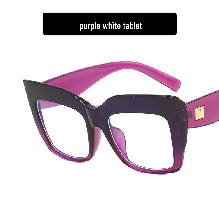 Square Cat-Eye Large Frame Rivet Glasses – New 2022 European & American Style for Women