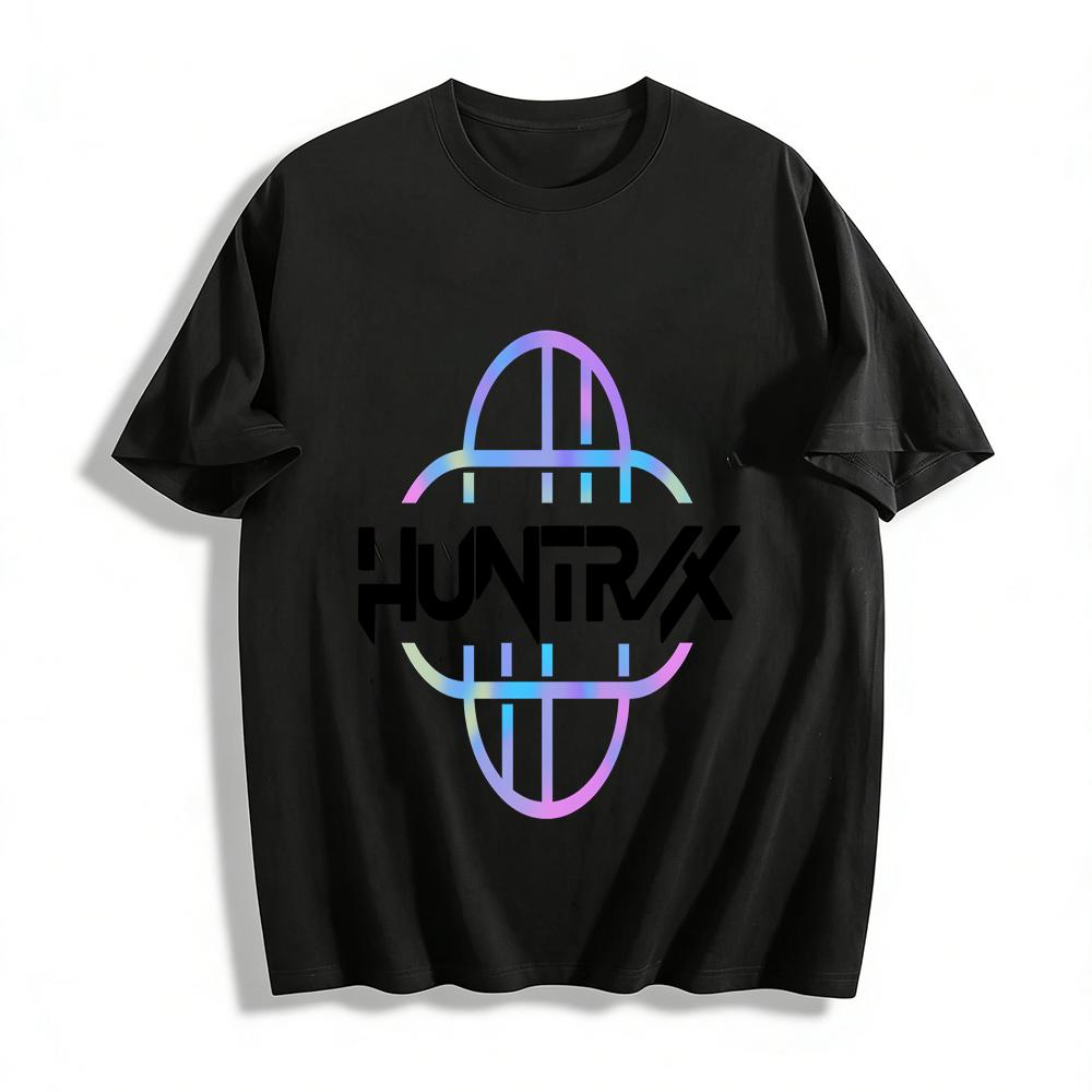 

Trendy HUNTRX Letter Print Gradient Scope Pattern Casual Loose Crew Neck Unisex Short Sleeve T-Shirt Pure cotton T-shirt XXS