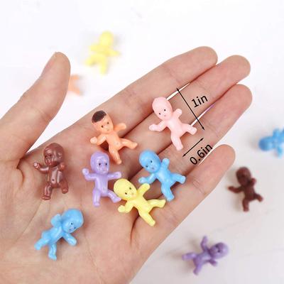 100 Stück 1 Zoll Mini-Kunststoff-Baby-Eiswürfel Baby-Puppe für Babyparty-Party-Spielzubehör Dekoration (In 10 Farben sortiert)