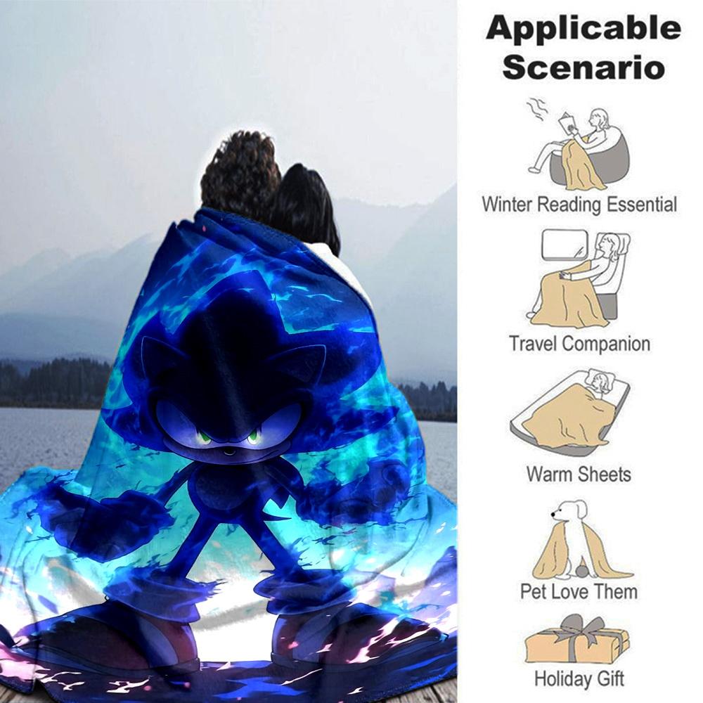 1 pezzo Coperta di Sonic The Hedgehog Leggera Coperta in Flanella per Divano Letto Viaggio Campeggio Soggiorno Ufficio Divano Sedia