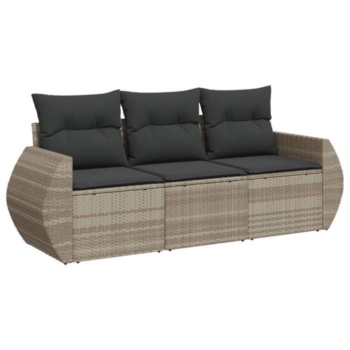 VidaXL Salon de Jardin avec Coussins 3 pcs, Canapés de Patio, Ensemble de Meubles, Mobilier de Terrasse Extérieur, Gris 3253399