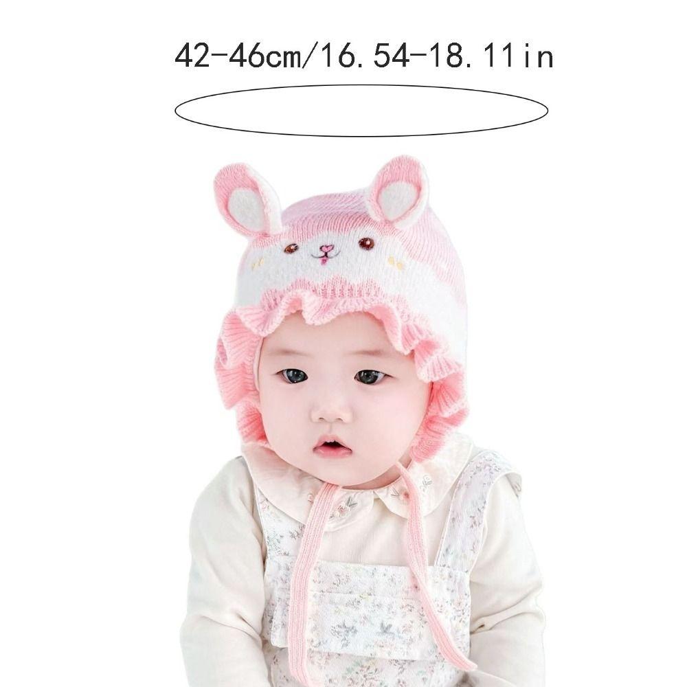 Fashion Rabbit Ear Baby Knitted Hat Solid Color Warm Infant Beanie Hats Thicken Soft Pullover Cap Boys