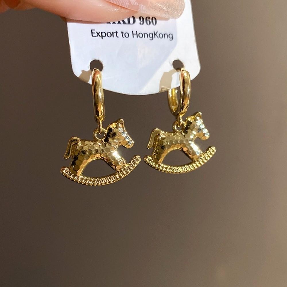 Chinese Horse New Year Zodiac Horse Earrings Rocking Pony Drop Earrings Cartoon Pony Earrings Girl