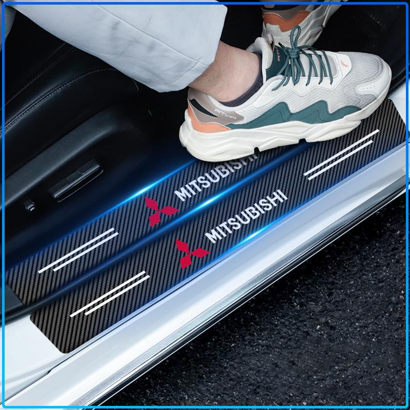 4Pcs Carbon Fiber Car Door Sill Protection Sticker Anti-scratch Refit For Mitsubishi Lancer 7 8 I200 Pajero Montero Sport Outlander ASX Mirage Eclipse