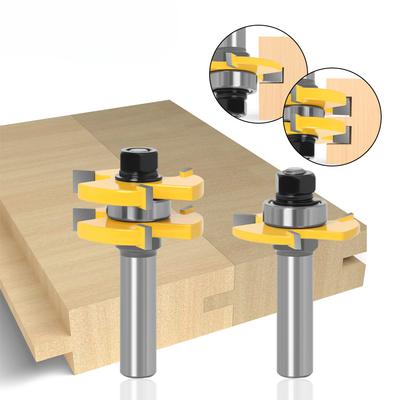2-Piece Set Of 1/2 Handle Woodworking Milling Cutter Set, Woodworking Cutter 2-Piece Set Of Mortise Cutter Woodworking Tool Set