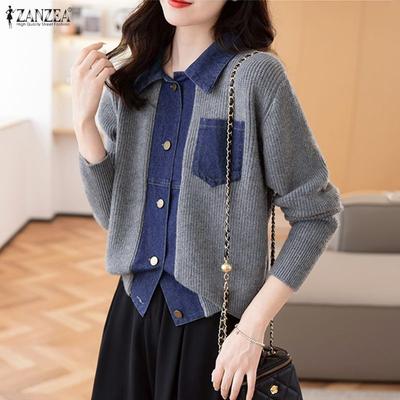 Damen Spleiß Lässige Umlegekragen Locker Langarm Bluse