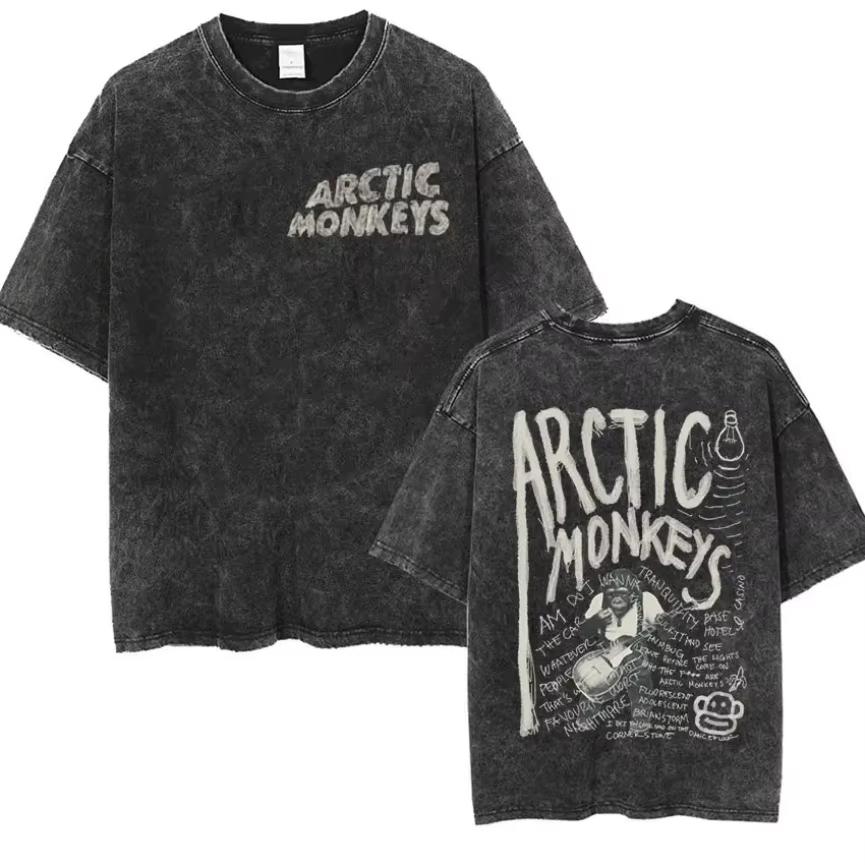 2026 Hot Sale Retro Rock Arctic Monkeys Music Album Graphic T-Shrit Men Women Vintage Washed Oversized Short Sleeve T Shirt Y2k Hip Hop Streetwear L