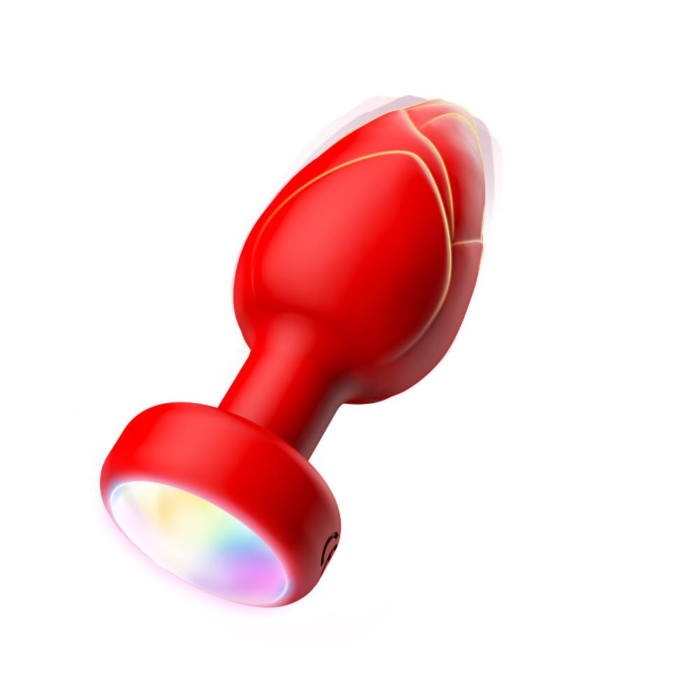 Rechargeable Remote Control Anal Plug with 10 Vibration Patterns & RGB Light Shows for Men and Women - Hands-Free Solo or Couples Play