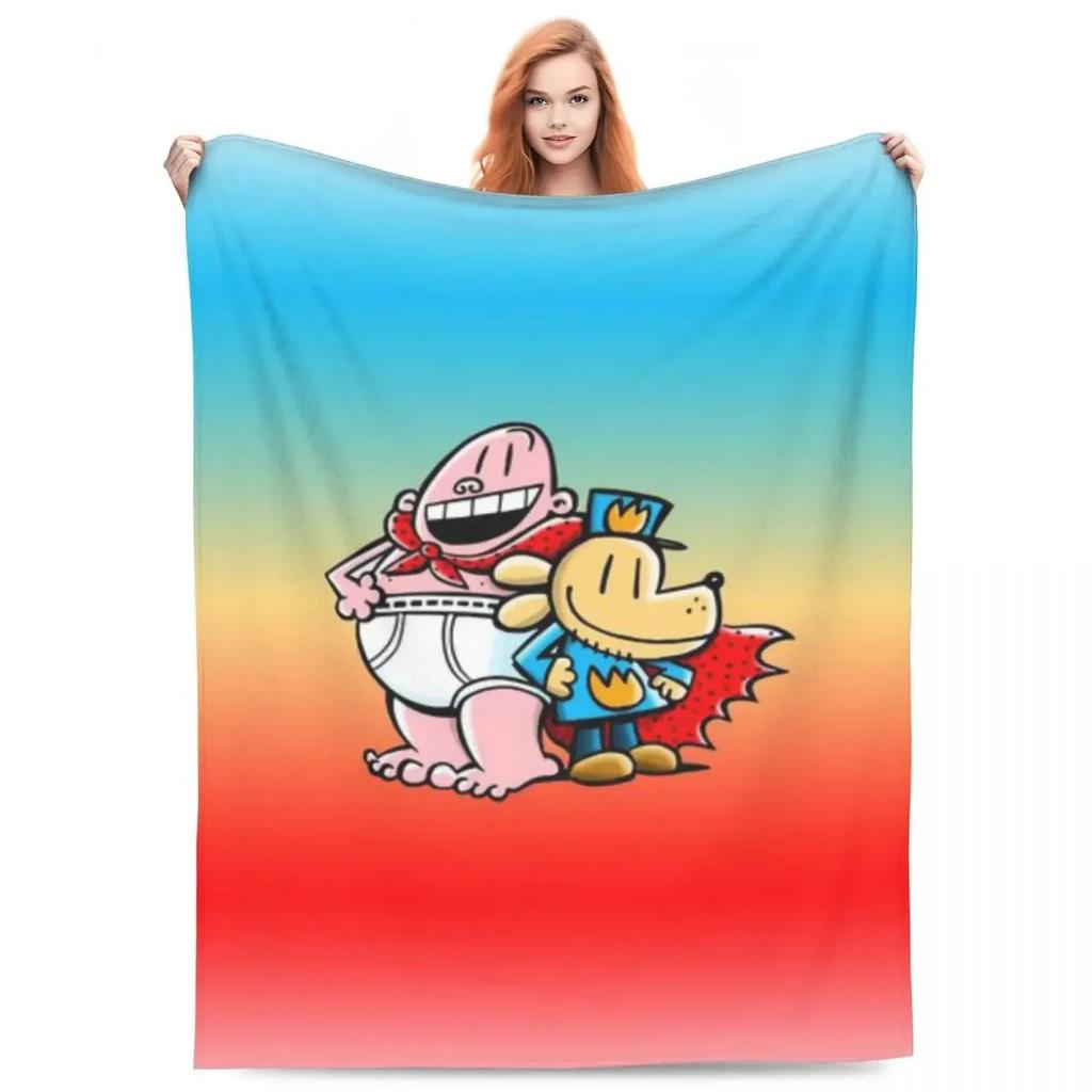 Coperta da divano Cane Uomo Dogman e Amico Coperta in Microfibra Quattro Misure Cartone Animato Portatile Adatta per Divano Coperta Anti-Pilling
