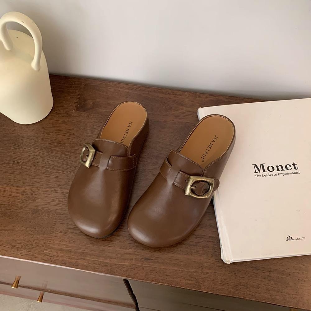 

корейська версія чорних капців на товстій підошві з одним педалем для дітей 2025 нова весна-літо універсальне повсякденне ліниве взуття 40 темно-коричневого кольору