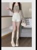 2024 Summer Women's High Waist White Casual Shorts - Sexy, Tight, Straight, Abdomen-Hugging Fit