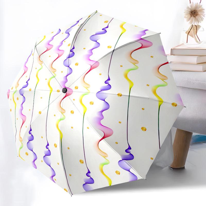 

1pc Colorful Ribbons Automatic Folding Umbrella - 8-Rib Durable Iron Frame, Compact Portable for Daily Travel yy251205097