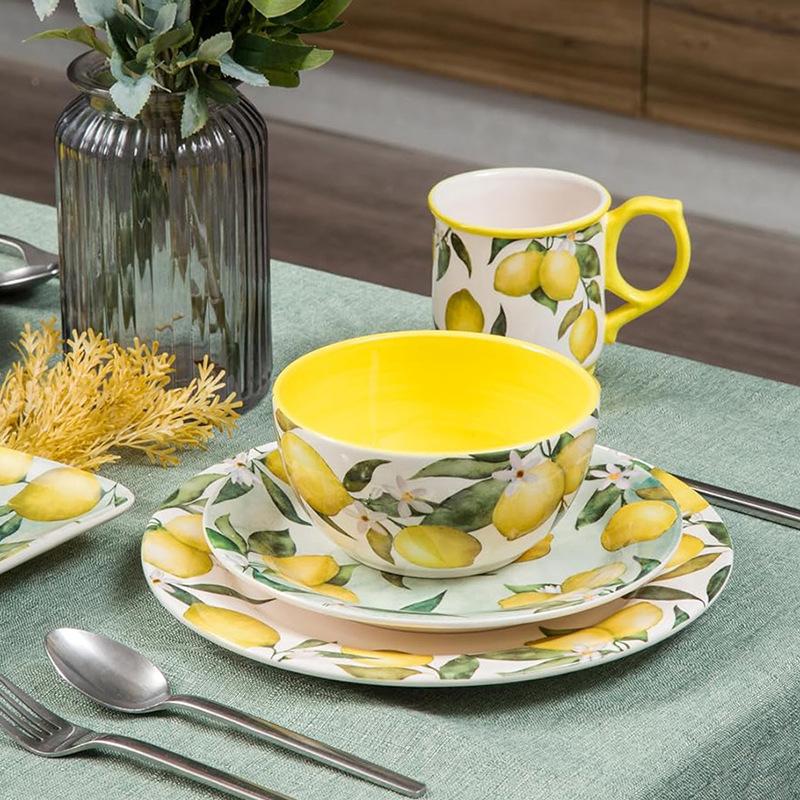 Creative Hand-painted Relief Lemon Ceramic Plates, Soup Bowls, Fish Plates, Dessert Plates, Storage Jars, Irregular Tableware