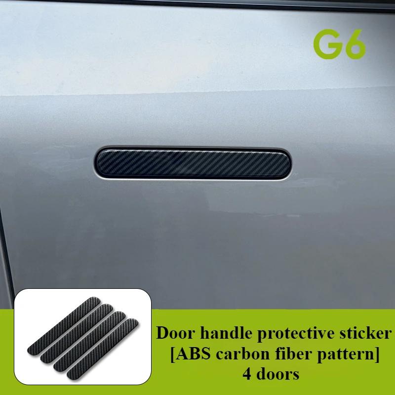 For XPENG G6 Carbon Fiber Door Handle Cover Anti-Scratch Glossy Black Exterior Styling Accessories Custom Fit Upgrade carbon fiber grain