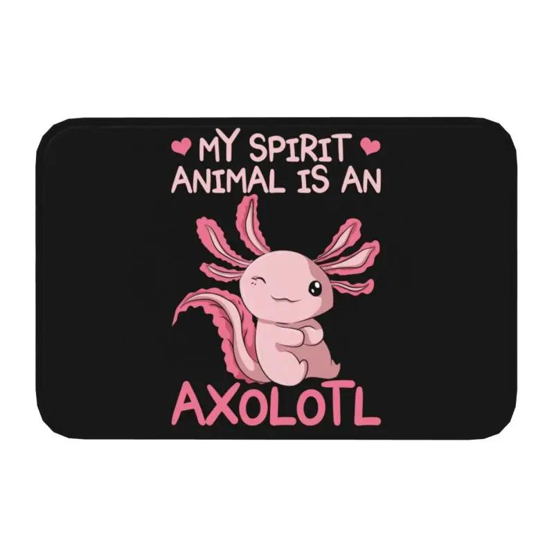 Custom Smiling Leucistic Axolotl Doormat Non-Slip Entrance Bath Kitchen Door Floor Mats Salamander Animal Living Room Carpet Rug