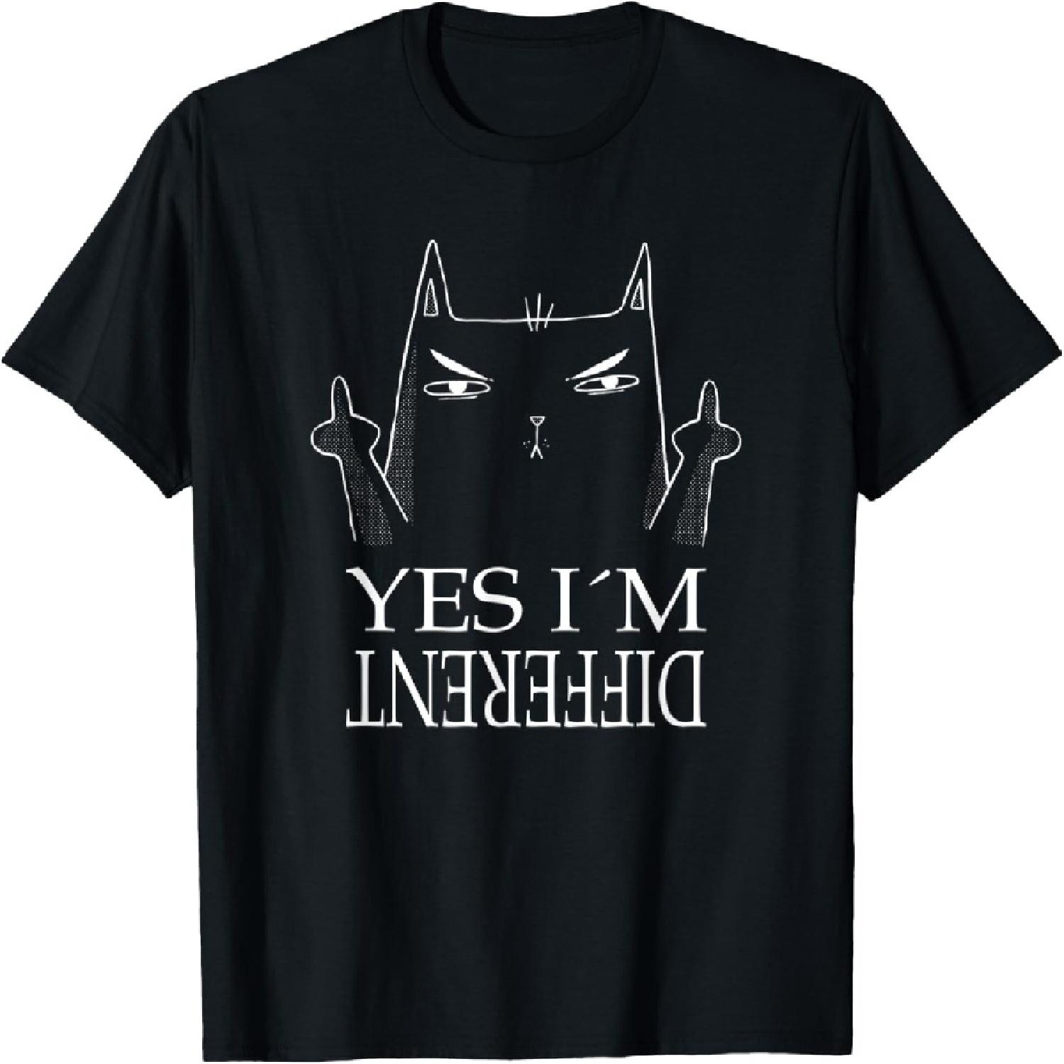 Cat Flipping Off Yes I´m Different Middle Finger Cat T-Shirt for Men Women XXXXXL разноцветный