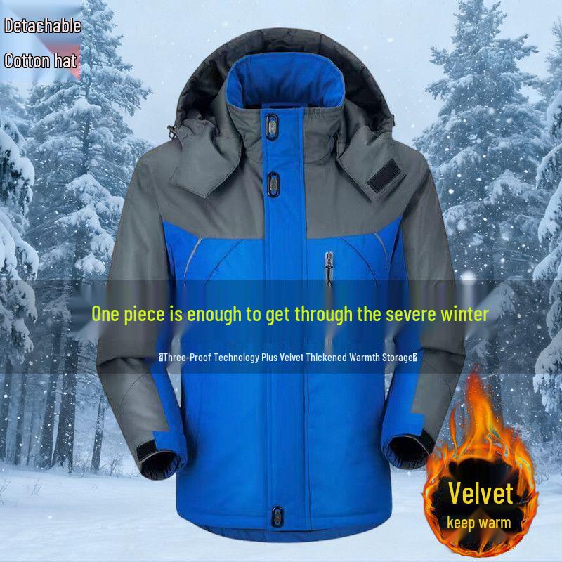 Men's Fleece-Lined Winter Work Jacket - Windproof, Waterproof, Cold Protection Coat