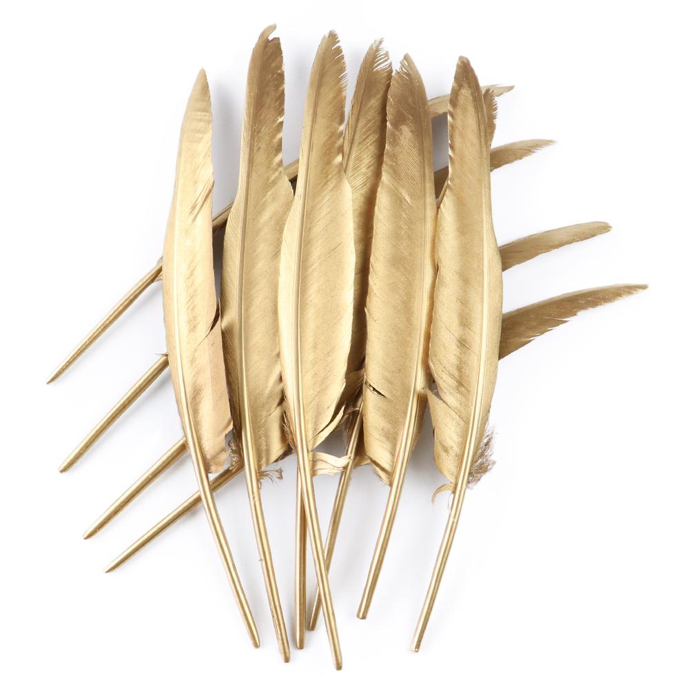 10-500 Gold Goose Rooster Feathers For Crafts Wedding Party Home Decoration Jewelry Making Plumes Diy Supplies