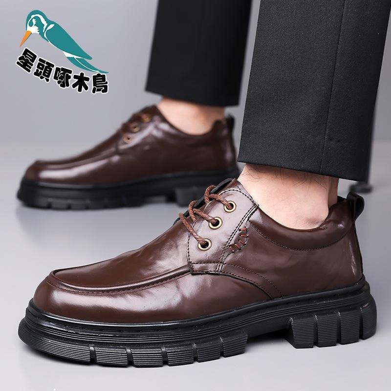 Men's shoes outdoor tooling shoes big head leather shoes spring and autumn low-top cowhide surface thick-soled hand leather shoes