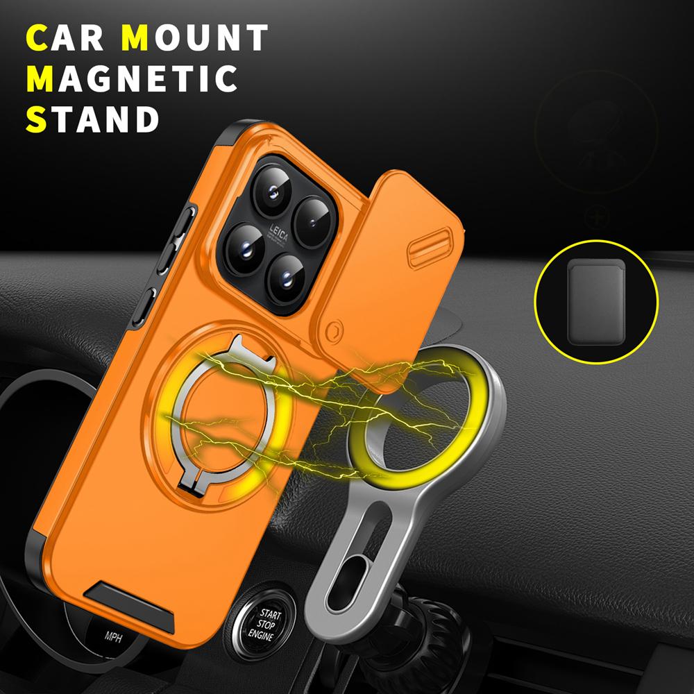 KEYSION 360° Rotating Ring Stand Phone Case for Xiaomi 17 Slide Camera Protection Magnetic Shockproof Back Cover for Xiaomi 17