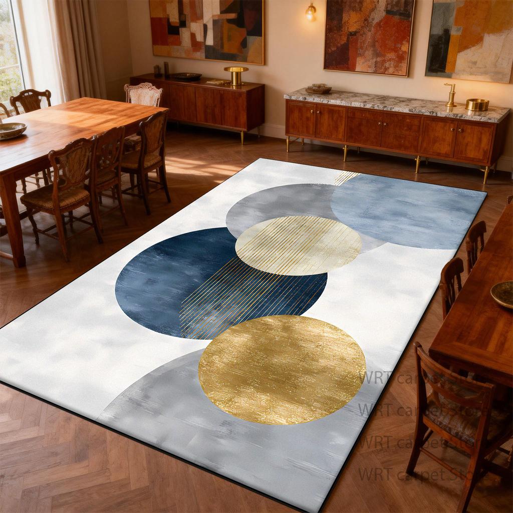 Modern Light Luxury Art Style Carpet for Dining Room Decoration Living Room Large Area Rug Bedroom Bedside Non-slip Washable Mat