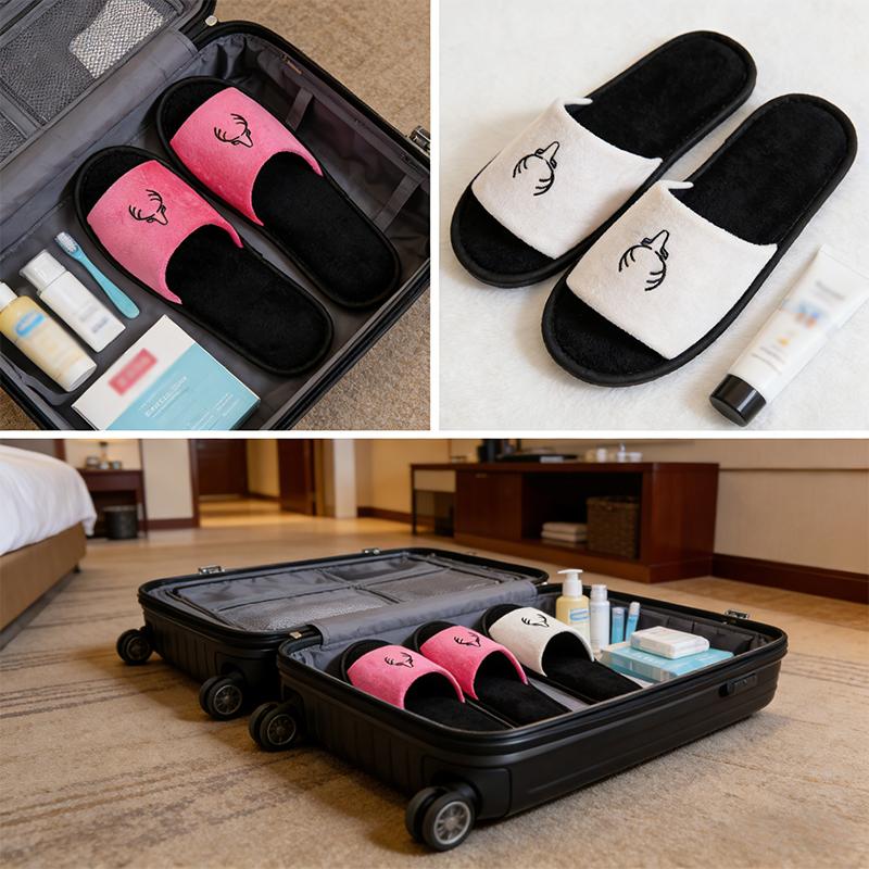 1Pair Open Toed Slippers Elasticity Breathable Daily Indoor Balcony Lightweight Anti Slip Soft Comfortable Deer Pattern Foam