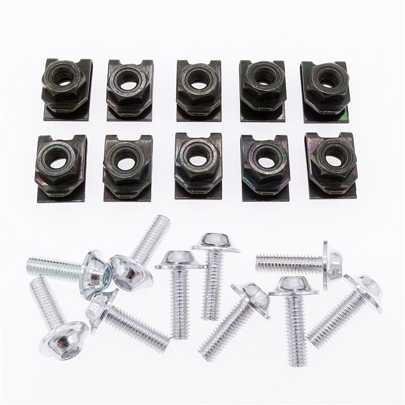10 Pcs Aluminum Alloy Screw Bolt and U Type Clips with Nut M5 5mm for Motorcycle Scooter ATV Moped