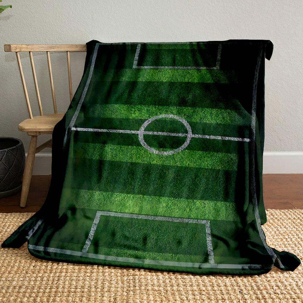 Green Football Field Design Patterned blanket, flannel, suitable for all seasons, home decor, warm and cozy
