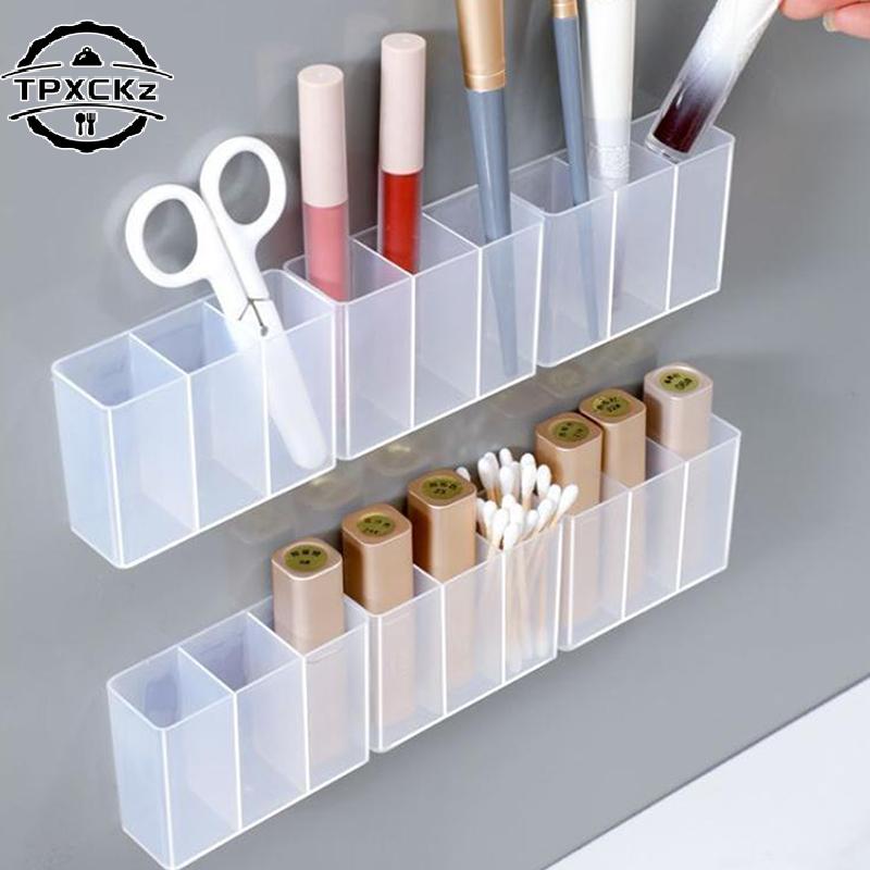 Mini-Aufbewahrungsbox 4 Stück 3 Fächer Kunststoff Make-up-Pinsel Lippenstift-Aufbewahrung Multifunktionaler Schreibtisch-Organizer Für Zuhause Küche Badezimmer