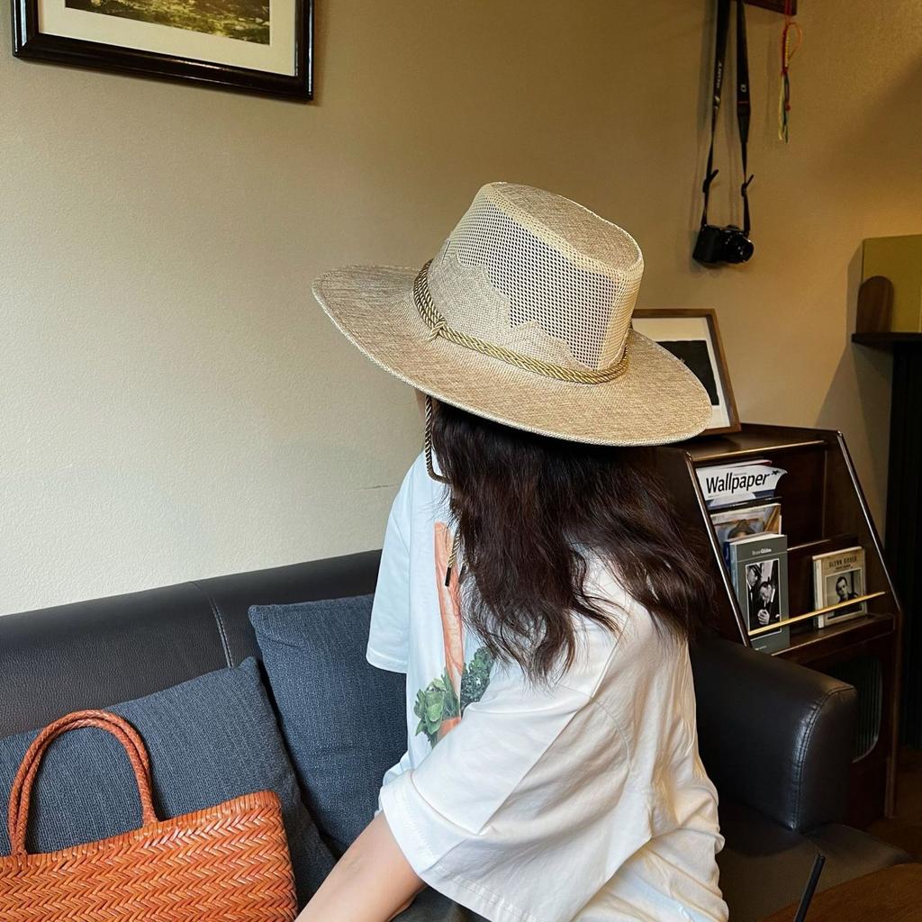 Western Cowboy Hat, Fishing Vacation Outing Breathable Bowler Hat, Summer Sun Sunscreen Hat, Outdoor Sun Shade Straw Hat